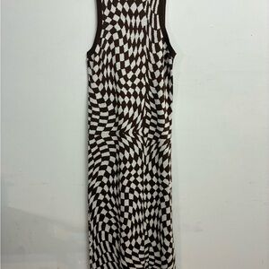 Wild Fable Brown and White Optical Illusion Maxi Dress